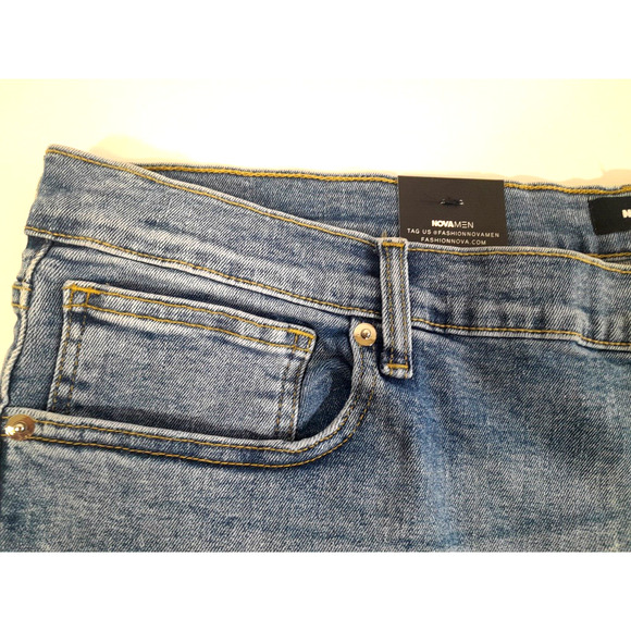 Nova Mens Distressed Ripped Jeans 42 X 32 Rose Embroidered RARE NWT 1085 - Picture 5 of 16